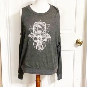 About A Girl Cold Shoulder Crest Top